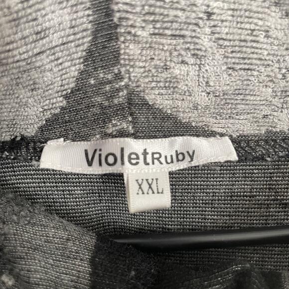 XXL Cowl Neck Tunic Top Gray Black Abstract Dot Print Lagenlook Art to Wear - Picture 4 of 9